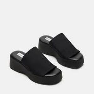 Steve Madden Black Fabric Slide Mules